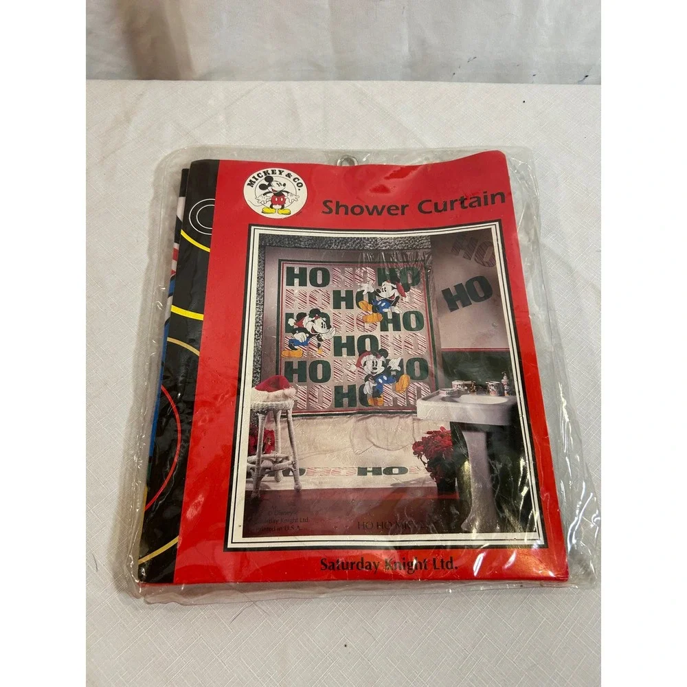 Mickey & Co. Shower Curtain OS Multicolor Ho Ho Ho Vintage Disney Christmas